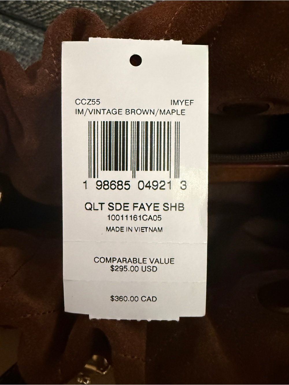 NWT Coach Faye Shoulder Bag CCZ55 Quilted Suede Leather Brown Maple Crossbody - Picture 8 of 8